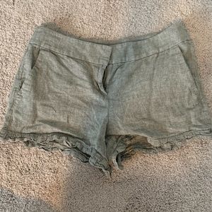 Olive Green Shorts with Ruffle hem